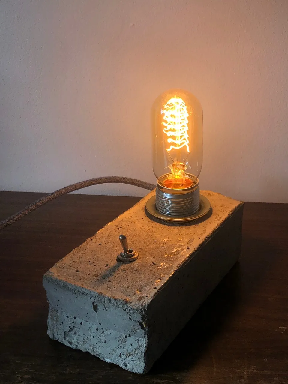Concrete Lamp, used milk carton as base